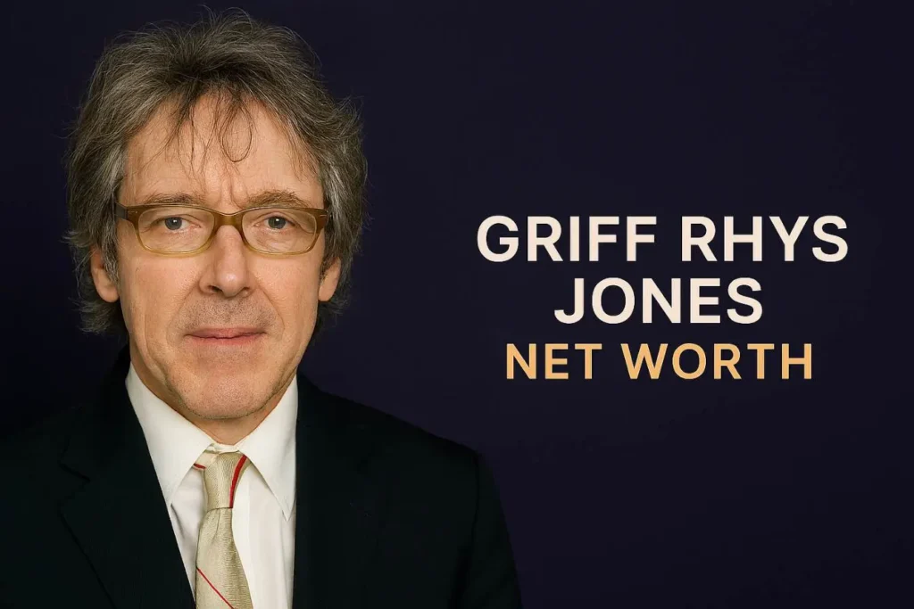A headshot of British comedian and presenter Griff Rhys Jones with "Griff Rhys Jones Net Worth" text.