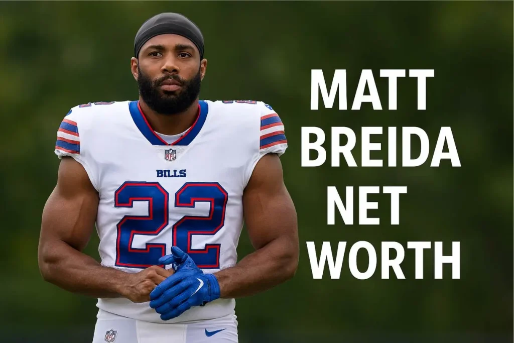 Matt Breida in Buffalo Bills uniform featuring Matt Breida net worth analysis and NFL career earnings